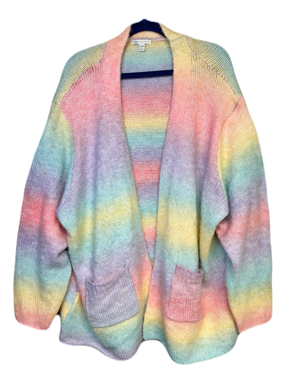 Cato Rainbow Pastel Knit Wool Blend Cardigan Sweater 26 28W Cute Cozy